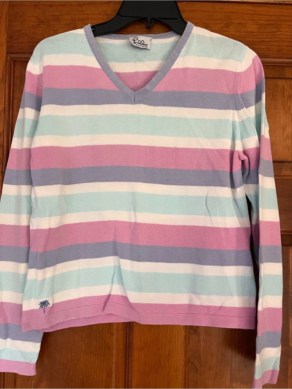 Lilly Pulitzer Pastel Striped V-Neck Sweater in Pink, Lavender & Mint